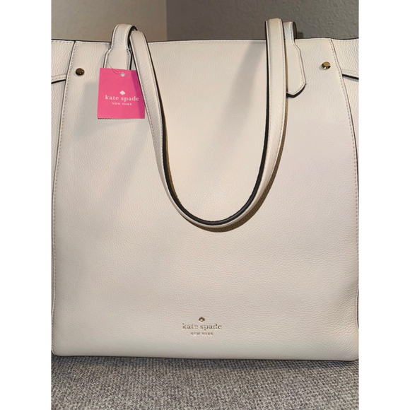 Kate Spade Large Tote Bag – Pebbled Leather – Parchment (White/Cream) – NWT - Picture 4 of 14